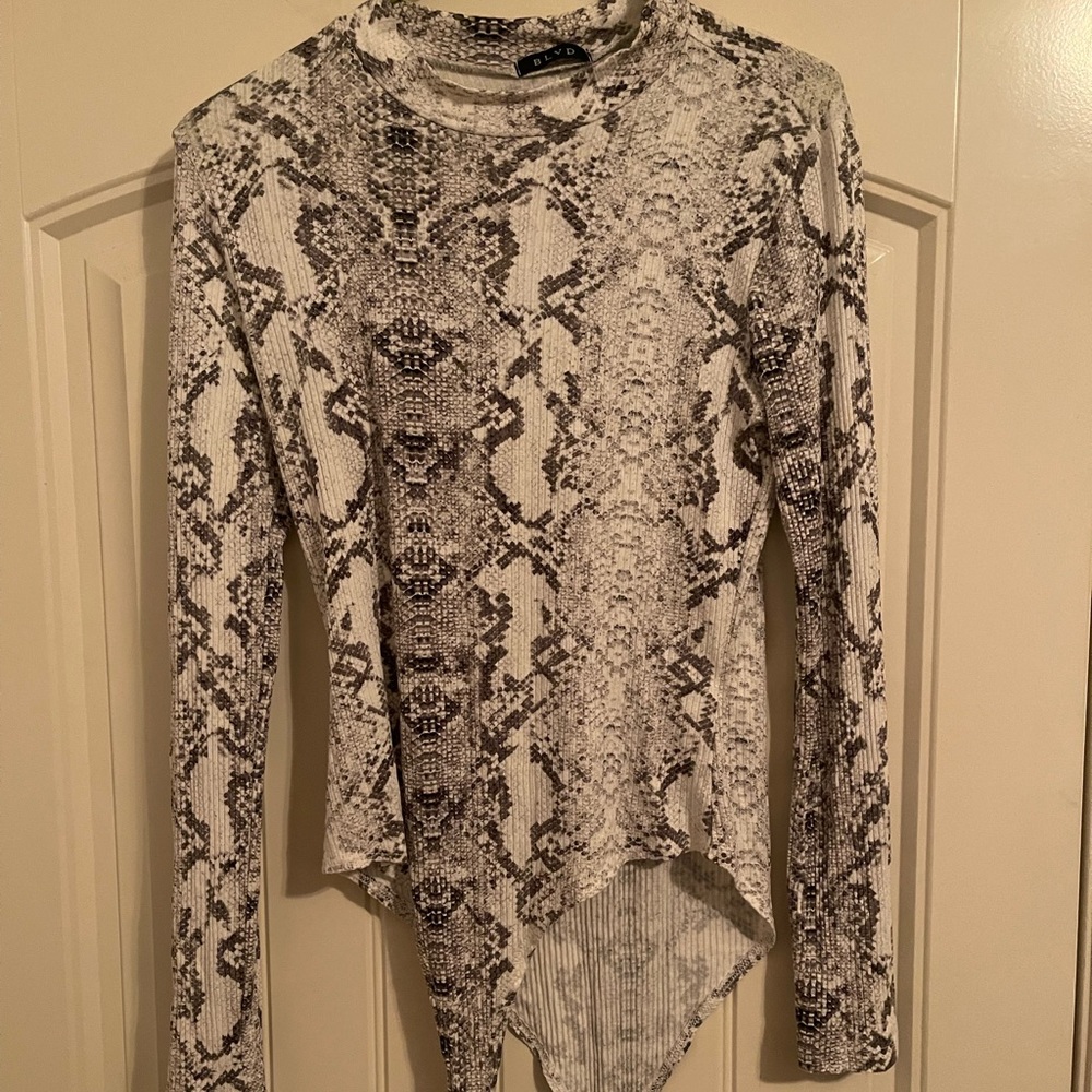 Snakeskin long sleeve bodysuit